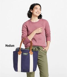 Leather-Handle Katahdin Boat and Tote | Tote Bags at L.L.Bean Boat And Tote, Go The Distance, Cheer Girl, Bean Boots, Outerwear Vest, Vest Shirt, Travel Tote, Nice Leather, Bags Travel