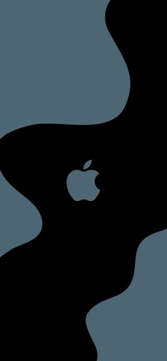 an apple logo is shown in black against a blue background with the shape of a woman's head