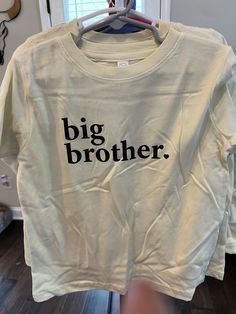 Big Brother T-shirt. Rabbit Skins short sleeve t-shirt in Natural. additional sizes and color available upon request. Big Sister T Shirt, Romper Fall, Big Brother Tshirt, Toddler Tops, Ruffle Romper, Fall Favorites, Big Brother, Pants Set, T Shirt