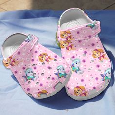 Sweet Design Of Paw Patrol Pink Clogs Shoes Playful Non-slip Slip-on Clogs, Cute Non-slip Clogs For Spring, Cute Non-slip Spring Clogs, Cute Beach Slip-on Clogs, Cute Slip-on Clogs For Beach, Comfortable Pink Slip-on Clogs, Cute Round Toe Clogs For Spring, Cute Spring Closed Toe Clogs, Cute Spring Closed-toe Clogs