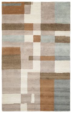 a multicolored rug with squares and lines on the bottom, in various colors