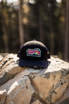 I took our super retro Neon Sunset design and threw it on the best 6 Panel Trucker hat around - made by Brist Mfg out of Bellingham, Wa. Designed to feel familiar but in curated colors to match the seasons and the best trends in hat fashion. Every purchase helps support Washington's National Parks via Washington's National Parks Fund Designed and printed in the PNW Fabric: Crown - 100% Cotton / Mesh - 100% Polyester Shape/ Profile: Structured Mid Profile Closure: Snapback Bill Shape: Curved Bill Retro Baseball Cap For Outdoor, Retro Outdoor Hat With Snapback, Retro Outdoor Snapback Hat, Retro Outdoor Baseball Cap, Retro Multicolor Hats For Outdoor, Black Fun Snapback Hat With Curved Brim, Multicolor Snapback Hat With Curved Brim For Outdoor, Vintage Black Baseball Cap For Winter, Black Retro Snapback Hat With Flat Brim