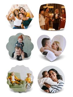 a collage of photos with hearts in the middle and people around them, all holding their babies