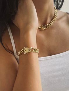 "🌺 Pick your FAV 🌺 1. 14.5\" Gold Miami Cuban Link Choker 2. 7\" Matching Miami Cuban Bracelet Purchase Matching Bracelets here: https://bit.ly/Cubanbracelets 🌼 These are one of the absolute hottest styles of the season! 🌼 Links are large about 8mm 🌼 See Last photo for clasp stye to secure your piece. 🌺 Care Instructions: -We always recommend anything that is not solid gold to avoid liquids, perfumes and lotions. Don't worry our beautiful pieces will hold up to the elements of daily life, Gold Cuban Link Chain Bracelet For Gift, Gold Plated Cuban Link Bracelet As Gift, Cuban Link Gold Chain Bracelet As Gift, Cuban Link Chain Gold Bracelet As Gift, Cuban Link Chain Bracelet For Gift, Gold-plated Cuban Link Chain Bracelet, Gold Cuban Link Chain Necklace As Gift, Gold Cuban Link Jewelry With Adjustable Chain, Gold Plated Chunky Cuban Link Chain