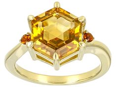 3.62ctw Hexagon Citrine With 0.05ctw Round Maderia Citrine 18k Yellow Gold Over Sterling Silver Ring. Measures Approximately 0.45"L x 0.49"W. Not Sizeable. Ring Spacer, Beading Tools, Yellow Citrine, Mens Accessories Jewelry, Jewelry Maker, Sunglass Frames, Jewelry Making Beads, Metal Jewelry, Online Jewelry