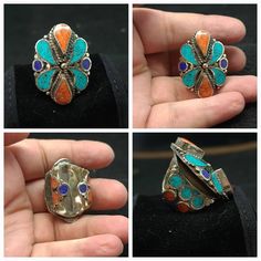 Description: A Stunning Vintage And Unique Beautiful Adjustable Ring Rich Of Pressed Turquoise Lapis Lazuli And Manmade Coral Inlay Size : Adjustable Weight : 1.2325 Oz (34.95 Gram) Quantity : 1 piec Adjustable Multicolor Artisan Turquoise Ring, Handmade Multicolor Southwestern Turquoise Ring, Bohemian Adjustable Turquoise Ring For Festivals, Adjustable Bohemian Turquoise Ring For Festivals, Adjustable Multicolor Turquoise Bohemian Ring, Adjustable Multicolor Turquoise Ring In Southwestern Style, Traditional Turquoise Inlay Ring, Unique Multicolor Adjustable Turquoise Ring, Multicolor Bohemian Turquoise Ring With Inlay