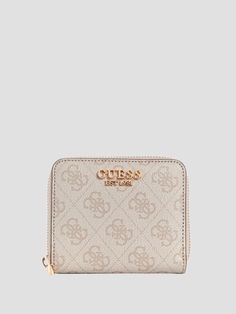 This petite Quattro G printed faux-leather wallet features front logo hardware and a zip-around closure. Car Necessities, Dove Logo, Guess Wallet, Cute Wallet, Luxury Bags Collection, Random Items, Study Stationery, Gold Wallet, Guess Purses