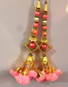 Baby Pink Latkan  tassels, purse hangings, home décor, Bollywood, Indian, indian bridal Latkans sari, tassel, Blouse, tassel 1 Pair  Libas Fashion latkan Cotton Pom Pom Beautiful Pair of Latkans & Brooch Accessory For You Decorative Products. In Indian These Latkans Are Normally Used as The Accessory For Lengha & Sari Blouse On The Back, But These Can Be Used in Many Other Ways to Metal & Pearl scan be used at an door. Rajasthan is a State in India for these kind of Art works Ethnic, Casual and Luxury Chandbalis With Latkans, Cheap Elegant Danglers With Latkans, Latkan Tassels, Lengha Sari, Tassel Blouse, Pom Pom Baby, Baby Rosa, Tassel Purse, Sari Blouse