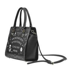 * 24.27 Oz. Designed for fashion women and girls, stylish and personalized. * Made from high-grade PU leather. * Lined interior features backwall zippered, large capacity. * Double handles, removable and adjustable PU leather shoulder strap. * Single zippered top closure. Dimensions: 11.22"(L) x 4.72"(W) x 9.84"(H) Witchy Purse, Witchy Bag, Witch Bag, Moon Purse, Goth Bag, Gothic Purse, Gothic Bag, Inner Witch, Ouija Board