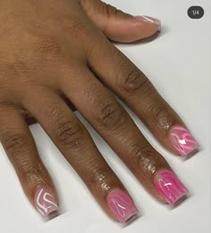 Acrylic Overlay Nails Short Designs, Overlay Nail Ideas, Short Pink Nails Designs, Overlay Nail Designs, Plain Color Nails, Natural Nails Ideas, Medium Length Nails, Short Nails For Black Women, Shorts Nails