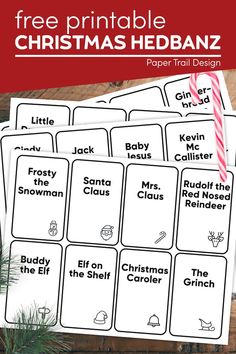 printable christmas hedbanz for kids to practice their handwriting and writing skills