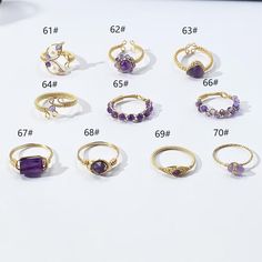 Purple Rings,amethyst Crystal Rings Made by Hand,non-tarnish Wire Wrap Rings for Girls - Etsy Spain Wire Wrap Rings, Rings Amethyst, Gold Wire Ring, Crystal Vibes, Purple Rings, Wire Ring, Amethyst Gold