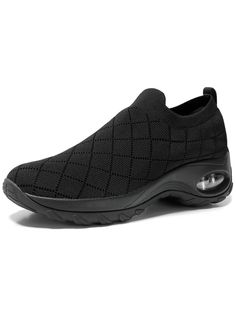 All Black  Collar   Geometric  Embellished   Women Shoes Comfortable Black Running Shoes, Breathable Comfortable Slip-on Sneakers With Round Toe, Comfortable Breathable Slip-on Sneakers With Round Toe, Comfortable Black Slip-on Sneakers For Outdoor Activities, Comfortable Black Slip-on Sneakers For Outdoor, Comfortable Slip-on Sneakers For Outdoor Activities, Comfortable Running Shoes With Ventilation, Comfortable Mesh Slip-on Sneakers With Round Toe, Comfortable Mesh Walking Shoes With Round Toe