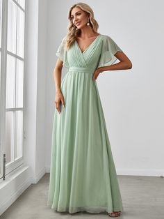 Elegant Evening Dresses Long, Womens Prom Dresses, Outfit Mujer, Green Bridesmaid, Ever Pretty, Chiffon Evening Dresses, Floor Length Gown, Evening Dresses Elegant, Chiffon Bridesmaid Dress