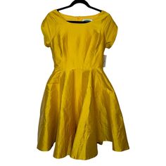 Autumn Kimball Shabby Apple Taffeta Fit And Flare Yellow Dress Size 10 New With Tags. No Flaws. Short Sleeve. Tie Back Detail. Zippered Closure. Lined. Bust Measurement Is 18”. Waist Measurement Is 14”. Length Measurement Is 38”. Measurements Are Taken Flat And Approximate. Spring Taffeta Knee-length Dress, Spring Pleated Taffeta Dress, Spring Knee-length Taffeta Dress, Pleated Taffeta Dress For Spring, Spring Taffeta Fitted Dress, Spring Fitted Taffeta Dress, Dresses Autumn, Length Measurement, Waist Measurement