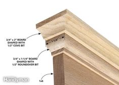 an image of the details of a wood corbget with measurements and instructions