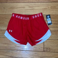 Red Under Armour Shorts Athletic Shorts Brand New With Tags Women’s Size Small Red Workout Bottoms Short Length, Red Athleisure Shorts For Workout, Red Athleisure Bottoms With Short Legs, Red Athletic Shorts With Short Legs For Summer, University Red Short Bottoms For Summer, Red Athletic Shorts For Summer Workouts, Red Athletic Shorts With Elastic Waistband For Sports, Red Athletic Shorts For Workout, Red Athleisure Shorts For Summer