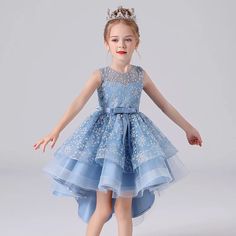 110cm (3-4years Old) 120cm (4-5years Old) 130cm (5-6years Old) 140cm (6-7years Old) 150cm (7-8years Old) 160cm (8-9years Old) Short Princess Dress, Kids Pageant, Flower Girl Dresses Blue, Princess Silhouette, Tail Dress, Girls Dresses Online, Kids Party Dresses, Marine Uniform, Blue Party Dress