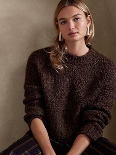 Saw this on Banana Republic: Boucle Sweater, Boucle Yarn, Boxy Sweater, Party Pants, Linen Sweater, Loose Knit Sweaters, Banana Republic Women, Banana Republic Sweater, Merino Wool Sweater