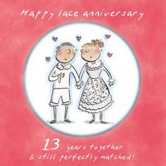 an anniversary card with two people holding hands