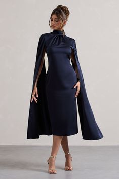 Wedding Guest Dresses & Jumpsuits Club L London – Club L London - USA Sparkling Earrings, Winter Mini Dresses, High Neck Midi Dress, Long Cape, Club L London, 파티 드레스, Black Dress Prom, Black Tie Gala, Elegant Party Dresses