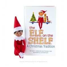 the elf on the shelf is next to a book