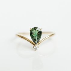 Chevron Engagement Ring, Wedding Ring Shapes, Tourmaline Engagement Ring, Pear Cut Ring, Green Tourmaline Ring, Sterling Silver Wedding Rings, Wedding Rings Rose Gold