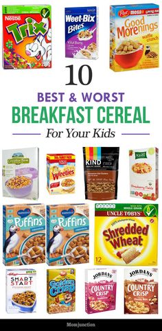 breakfast cereals with the words 10 best and worst breakfast cereal for your kids