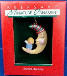 1988 Sweet Dreams Hallmark Retired Miniature by ShoppingJustForYou 2 Moons, Hallmark Christmas Ornaments, Hallmark Christmas, Hallmark Ornaments, Price Tag, Sweet Dreams, Before Christmas, The Box, Christmas Trees