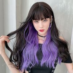 Anime Haircuts, Half Colored Hair, Alternative Hairstyles, Two Color Hair, Air Bangs, Dyed Hair Inspiration