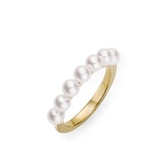 Mikimoto Akoya Cultured Pearl Ring in Yellow Gold Mikimoto Pearls Ring, Mikimoto Pearl Ring, Modern Yellow Gold Pearl Ring For Anniversary, Elegant Formal Stackable Gemstone Rings, Stackable Pearl Ring In White Gold With Round Band, Stackable White Gold Pearl Ring With Round Band, Modern Yellow Gold Pearl Ring For Formal Occasions, Elegant Stackable Rings For Formal Occasions, Elegant Formal Stackable Rings