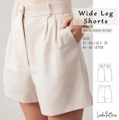 the front view of a women's shorts sewing pattern