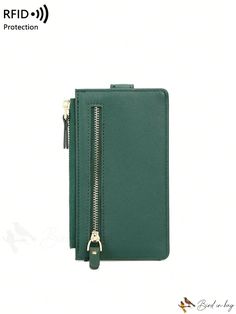 BirdinBag - Stylish RFID Dark Green Card Holder with Zipper, Fashionable PU Material Trendy Card Holder With Zipper For Everyday Use, Travel Card Holder With Zipper Closure, Trendy Card Holder With Zipper Closure For Everyday Use, Travel Rectangular Card Holder With Zipper Closure, Everyday Green Phone Bag With Zipper Closure, Versatile Wallet With Zipper Closure In Pouch Shape, Daily Use Pouch Card Holder With Zipper, Versatile Wallet With Zipper Closure, Versatile Card Holder With Zipper Closure