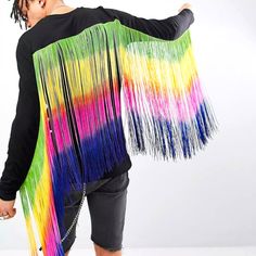 Asos Design Festival Longline Long Sleeve T-Shirt With Extreme Rainbow Fringe Back Size Small Can Be Worn By Anyone Check This Off Your Festival Checklist Crew Neck Rainbow Fringing Movement Is Key Longline Cut Regular Fit - True To Size Main: 100% Cotton, Trim: 100% Polyamide Festival Checklist, Rainbow Fringe, Design Festival, Festival Design, Festival Looks, Long A Line, Long Sleeve T Shirt, Long Sleeve Tshirt, Long Sleeve Tees