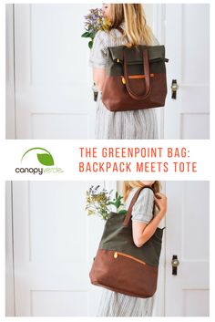 Convertible backpack tote in olive green | vegan backpack by Canopy Verde Green Standard Backpack Laptop Bag For Everyday Use, Green Laptop Backpack For Everyday Use, Green Everyday Laptop Backpack, Green Laptop Bag With Standard Backpack Shape, Green Backpack Laptop Bag For Everyday Use, Green Tote Backpack For Everyday, Green Travel Bag With Laptop Sleeve, Green Laptop Bag With Sleeve For Travel, Green Laptop Backpack For Travel