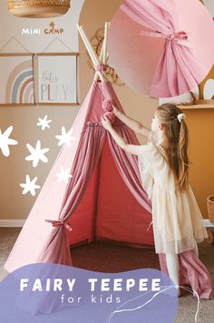 Looking for an enchanting addition to your kids' playroom? Discover the magic of playtime with the MINICAMP Fairy Kids Play Tent with Tulle in Rose. Handcrafted from 100% OEKO-TEX certified cotton poplin and premium aspen wood, this fairy teepee features elegant tulle and pom-pom accents. Perfect for kids' rooms, playrooms, or as a photo prop for birthdays and festive occasions. Durable and sturdy, it's made to withstand daily play. Handmade in our family workshop in Lithuania. 1st Birthday Photoshoot