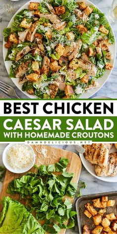 An easy homemade meal you can prep ahead! Tossed in a creamy caesar dressing, this chicken salad recipe is a quick weeknight dinner you'll surely love. Complete with homemade crispy croutons, this grilled chicken caesar salad is the BEST! The Best Caesar Salad, Best Caesar Salad, Spring Side Dishes, Chicken Caesar Salad Recipe, Halal Chicken, Spring Salad Recipes, Caesar Salad Recipe, Chicken Caesar, Chicken Caesar Salad