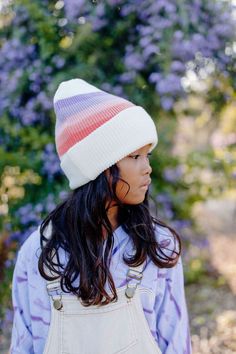 Here’s happiness in a hat! This beanie from Tiny Whales features a foldover cuff and multicolored gradient stripes. It’s the perfect way to keep your little one’s head warm and stylish this winter. Playful Multicolor Beanie (one Size Fits Most), Warm Playful Cap Beanie, Playful Multicolor Beanie, One Size Fits Most, Playful Cotton Beanie, Chunky Knit Beanie, Multicolor One-size Beanie For Outdoor, Urban Kids, Modern Kids, Girls Clothes