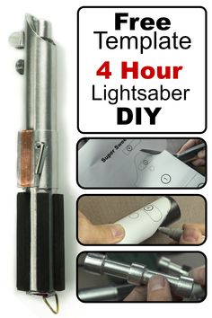 the instructions for how to make an automatic light saber with free template and 4 hour light saber diy