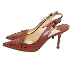 Euc Jimmy Choo “Barbara” Lace Up Sling Back Heels. Rich, Cognac/Camel Color. Size 36=Size 6 3.5” Heels Stock Image To Show Style. Designer Brown Slingback Pumps For Evening, Designer Brown Slingback Pumps With Pointed Toe, Designer Brown Leather Slingback Pumps, Luxury Brown Slingback Pumps With Round Toe, Luxury Brown Round Toe Slingback Pumps, Luxury Brown High Heel Slingback Pumps, Luxury Brown Slingback Pumps With Heel Strap, Luxury Brown Slingback Heels, Sling Back Heels