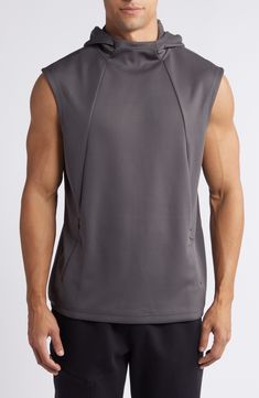 Cool and lightweight in a moisture-wicking fabric, this sleeveless hoodie is the perfect layer for your workout whether on the track or in the gym. 27" length (size Medium) Fixed hood Moisture-wicking fabric engineered for dryness and comfort 100% polyester Machine wash, tumble dry Imported Dri-fit Athleisure Workout Tops, Stretch Dri-fit Athleisure Activewear, Crew Neck Stretch Muscle Tee For Sportswear, Stretch Crew Neck Muscle Tee For Sportswear, Stretch Muscle Tee With Crew Neck For Sportswear, Sportswear Stretch Muscle Tee With Crew Neck, Functional Stretch Muscle Tee With Crew Neck, Stretch Muscle Tee With Crew Neck In Sportswear Style, Sporty Sleeveless Stretch Vest