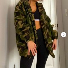 Super Cool Camo Sherpa Zip Up Jacket From Shein Never Worn, A Us Size Xs However It Is Super Oversized Could Fit A S Or M I Believe. Perfect For Winter And Looks Dope #Sherpa #Camo #Jacket Trendy Camouflage Outerwear For Streetwear, Fall Camouflage Outerwear For Streetwear, Fall Camouflage Streetwear Outerwear, Camouflage Long Sleeve Outerwear For Cold Weather, Camouflage Winter Streetwear Outerwear, Camouflage Outerwear For Winter Streetwear, Camouflage Outerwear For Fall Streetwear, Trendy Camouflage Outerwear For Fall, Trendy Camouflage Outerwear With Pockets