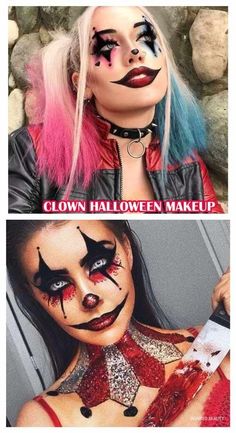 Clown Makeup Creepy, Halloween Makeup Ideas Pretty, Pretty Clown Makeup, Pretty Clown, Maquillage Halloween Clown, Creepy Clown Makeup, Maquillage Halloween Simple