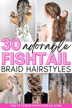 fishtail braid hairstyles Viking Fishtail Braid, Weave Fishtail Braid, Fishtail Braid For Wedding, Long Hair Fishtail Braid, Bridesmaid Fishtail Hairstyles, Easy Fishtail Braid Hairstyles, Fishtail French Braid Tutorial, Braids For Long Curly Hair, Fish Tale Hairstyles