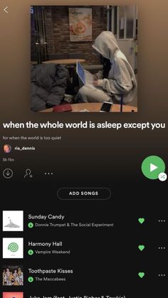 an iphone screen with the text, when the whole world is asleep except you