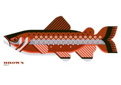 a brown fish with orange stripes on it's body