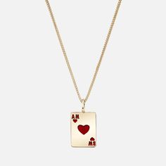 The vintage-inspired Ace of Hearts Enamel Charm is customizable with two sets of initials of your choosing in hand-painted cherry red enamel. Double the initials, double the fun. Material: 14k Yellow Gold, Enamel Pendant Measures: 14mm H x 10mm W Charm only, no chain included Handmade in California, USA Classic Enamel Jewelry For Anniversary, Personalized Enamel Jewelry For Valentine's Day, Classic Initial Pendant Jewelry For Valentine's Day, Classic Red Heart Pendant Jewelry, Enamel Gold Jewelry With Initials, Red 14k Gold Engraved Jewelry, Red Engraved 14k Gold Jewelry, 14k Gold Red Engraved Jewelry, Classic Red Enamel Jewelry