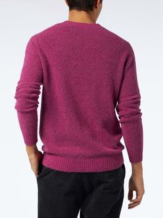 Man crewneck fuchsia sweaterStretch wool fabricSt. Barth embroideryRibbed collar bottom and cuffsRegular fitTrue to sizeSt. Barth logo on the sleeveComposition: 73% baby alpaca 25% Polyamide 2% elastant Pink Cashmere Sweater With Ribbed Cuffs, Heather Sweater With Ribbed Cuffs For Winter, Winter Heather Crew Neck Sweater, Men Crewneck, Saint Barth, St Barth, Baby Alpaca, Luxury Accessories, Wool Fabric