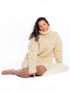 Never feel cold with this great colour cable knit  sweater! Amazing New design for  great looking. Perfect gift for wife, girlfriend 100% hand knit 100% luxury edition  100% pure wool Some clothes have soul ❤️ If you want to feel special, unique, comfortable, warm and cosy - you are at the right place!  We are very glad to present you this luxury wool sweater. It's fit elegant, stylish and you will love in it at the first sight!  We made this item to feel beautiful with any elegant and casual look.   This luxury sweater with difficult cable knit is made by absolutely luxury yarn 2 strands 100% pure wool - natural feeling with every touch. The yarn is the best quality - soft and warm. The sweater is thick and warm. You can choose a size from our listing and your perfect colour from the last Cream Cozy Cable Knit Turtleneck, Cozy Cream Cable Knit Turtleneck, Cozy Cream Chunky Knit Turtleneck, Winter Beige Cable Knit Pattern, Beige Cable Knit Pattern For Winter, Cream Cable Knit Turtleneck For Winter, Winter Cream Cable Knit Turtleneck, Cozy Wool Cable Knit Pattern, Winter Cable Knit Pattern In Cream