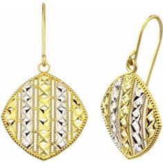 These handcrafted 10kt gold diamond-cut earrings will be a valuable addition to your jewelry collection. The beautiful diamond-cut lattice design creates a classic look that will be the finishing touch to any outfit, day or night. It will make a stylish and elegant gift for your loved ones and is perfect for every occasion. Size: One Size. Color: Metal Type. Gender: female. Age Group: adult. Gold Diamond Cut Earrings Fine Jewelry, Gold Diamond-shaped 14k Earrings, 14k Gold Diamond-shaped Earrings, Gold Diamond-shaped Earrings For Anniversary, Elegant Gold Diamond-shaped Earrings, Elegant Yellow Gold Diamond-shaped Earrings, Formal Yellow Gold Diamond-shaped Earrings, 14k Gold Diamond Cut Diamond-shaped Earrings, Diamond Cut White Gold Diamond-shaped Earrings